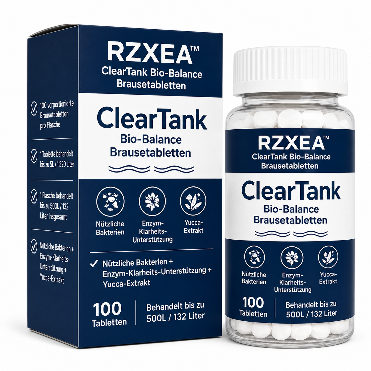 Aquarium-Wasserklärer & Geruchsentferner 5-in-1 | Brausetabletten RZXEA™ ClearTank Bio-Balance