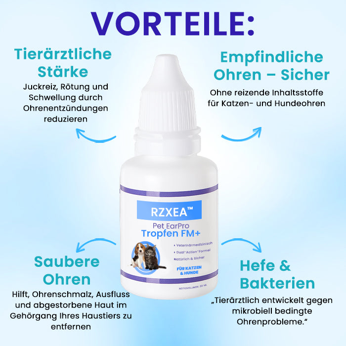 🌟 Offizieller Shop | ✨ Schluss mit Geruch & Juckreiz – für perfekt saubere Ohren!RZXEA™ Pet EarPro Tropfen FM+