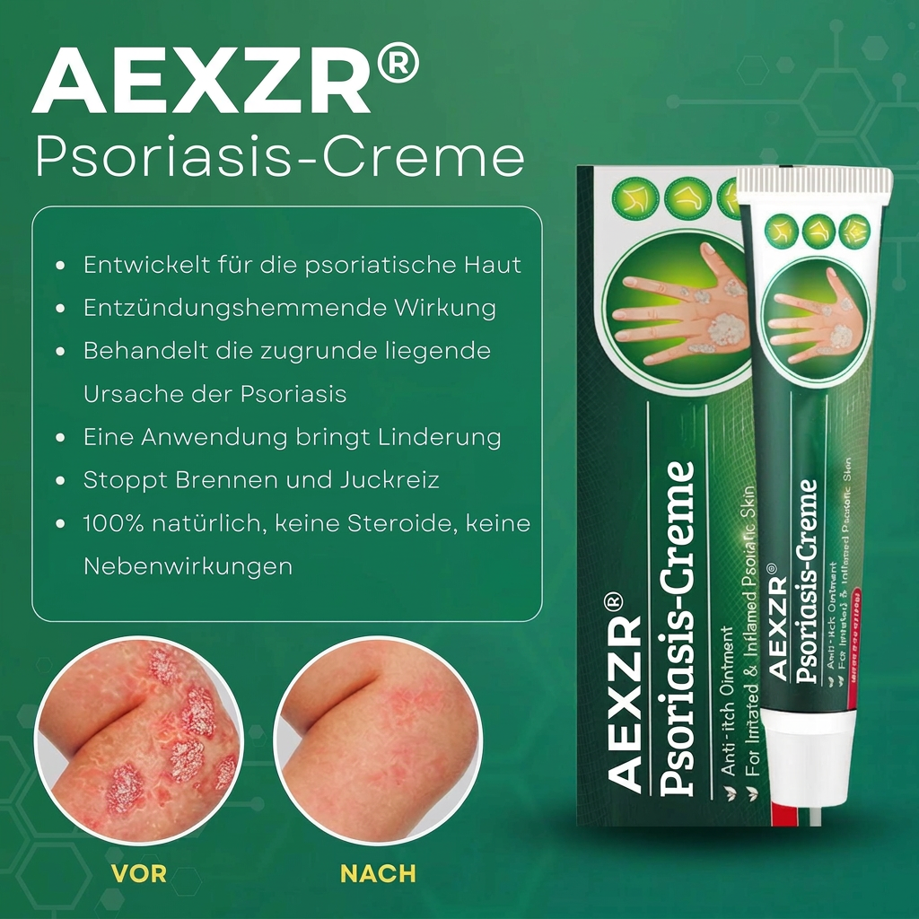 🏆 Von Dermatologen Empfohlen: Psoriasis-Creme zur Sofort-Linderung | Steroidfreie Formel für glatte & gesunde Haut ✨AEXZR® Psoriasis-Creme