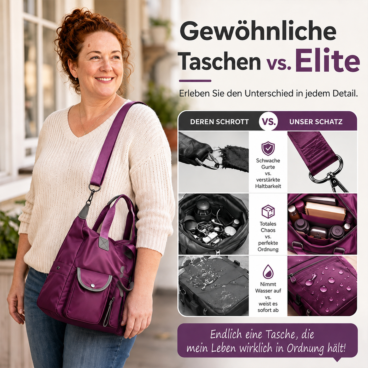 Wasserdichte Tragetasche mit großer Kapazität für Damen