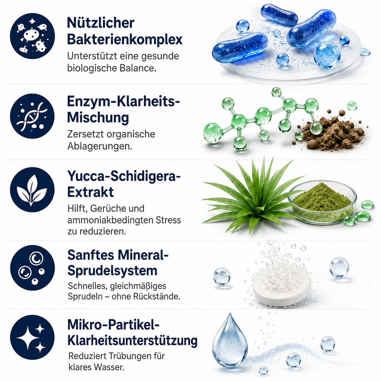 Aquarium-Wasserklärer & Geruchsentferner 5-in-1 | Brausetabletten RZXEA™ ClearTank Bio-Balance