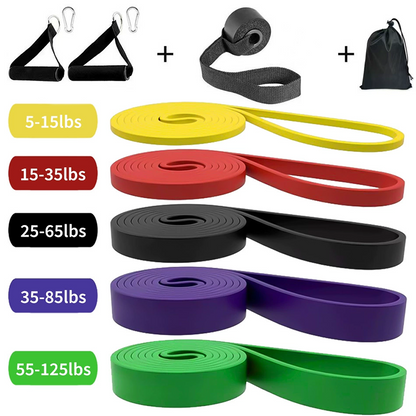 🏋️ 50% RABATT! 💪 Fitnessband-Set – 5 Stufen, Anker & Griffe – Ideal für Yoga & Kraft ✨