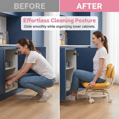 🪑 JETZT 50 % RABATT! ⏰ Rollhocker mit Rückenlehne – gepolsterter Sitz und leise Rollen – ideal für Werkstatt, Garage oder Atelier – bequem und mobil 🛠️✨