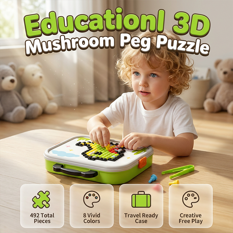 🍄50 % RABATT⏰ Kreatives 3D‑Pilz‑Steckpuzzle, fördert Feinmotorik & Problemlösefähigkeit bei Kleinkindern